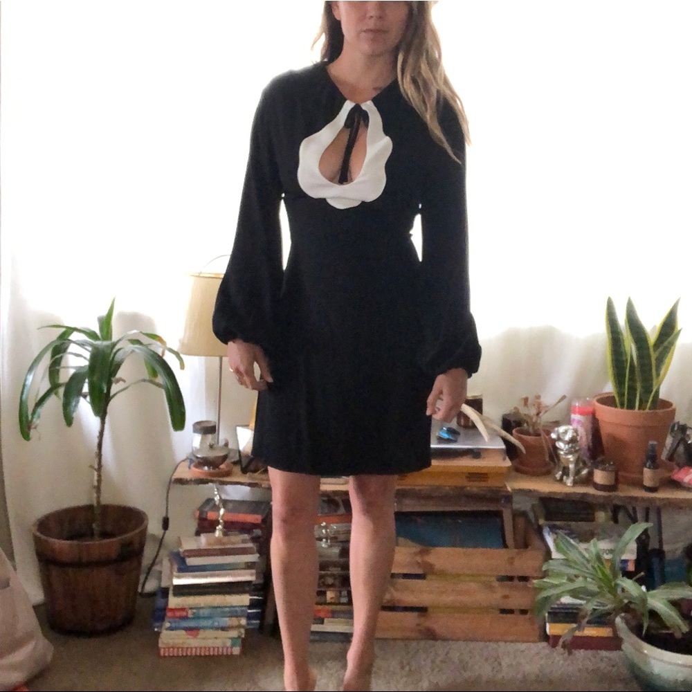 STAUD Jane Dress Long sleeve Mini Collar in Black size X-Small